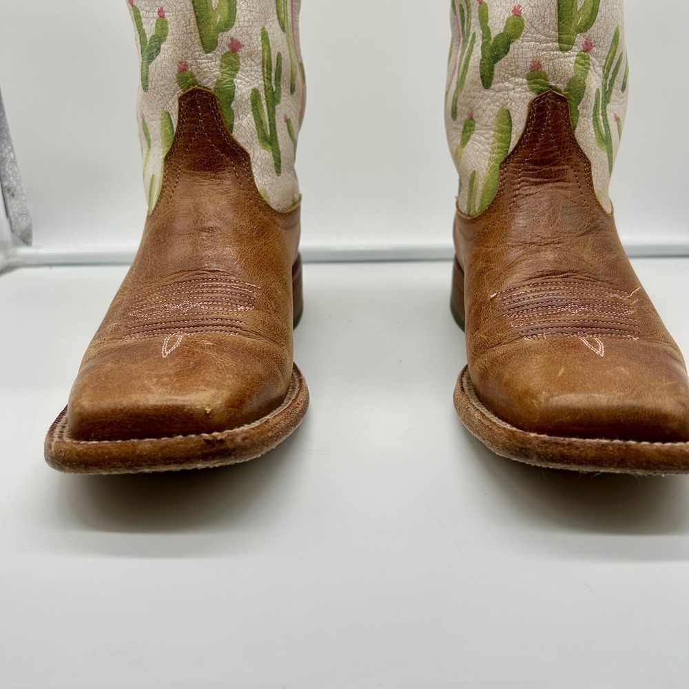 Ariat Fonda Women Cactus Print Leather Boots Wide Square Toe Brown Pink Size 8B - Picture 4 of 13